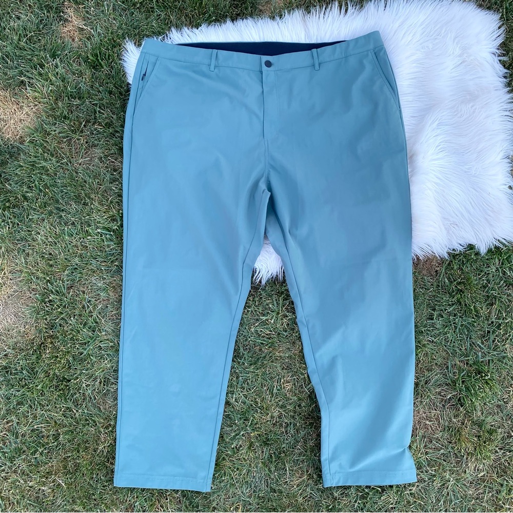 01.Algo Performance Mens Chino Golf Pants 42 Flat Front Straight Leg